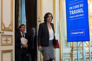 Manuel VALLS et la Ministre du Travail, de l'Emploi, de la Formation professionnelle et du Dialogue social, Myriam EL KHOMRI, présentent les orientations du Gouvernement pour la reforme du Code du Travail en novembre 2015